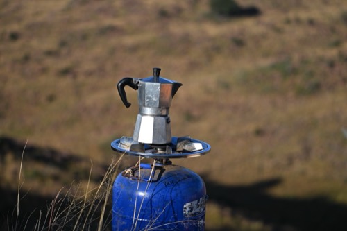 Moka Pot on Gas Camping