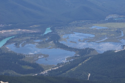 Vermilion Lakes and the Bow River from Cascade Mountain